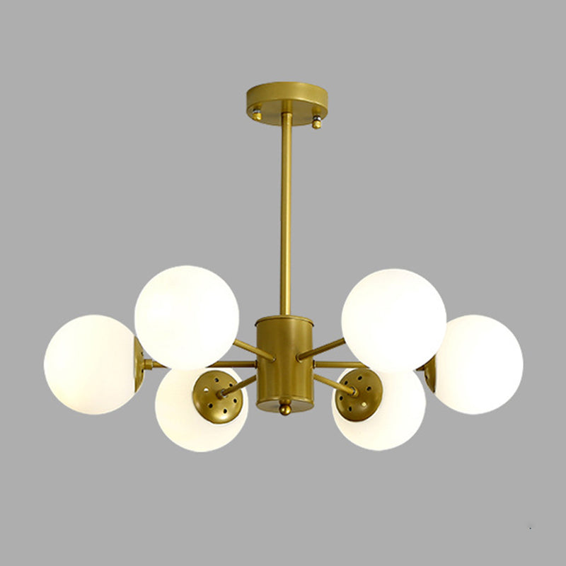Modern Simplicity Round Ceiling Chandelier Milk Glass Hanging Light for Living Room