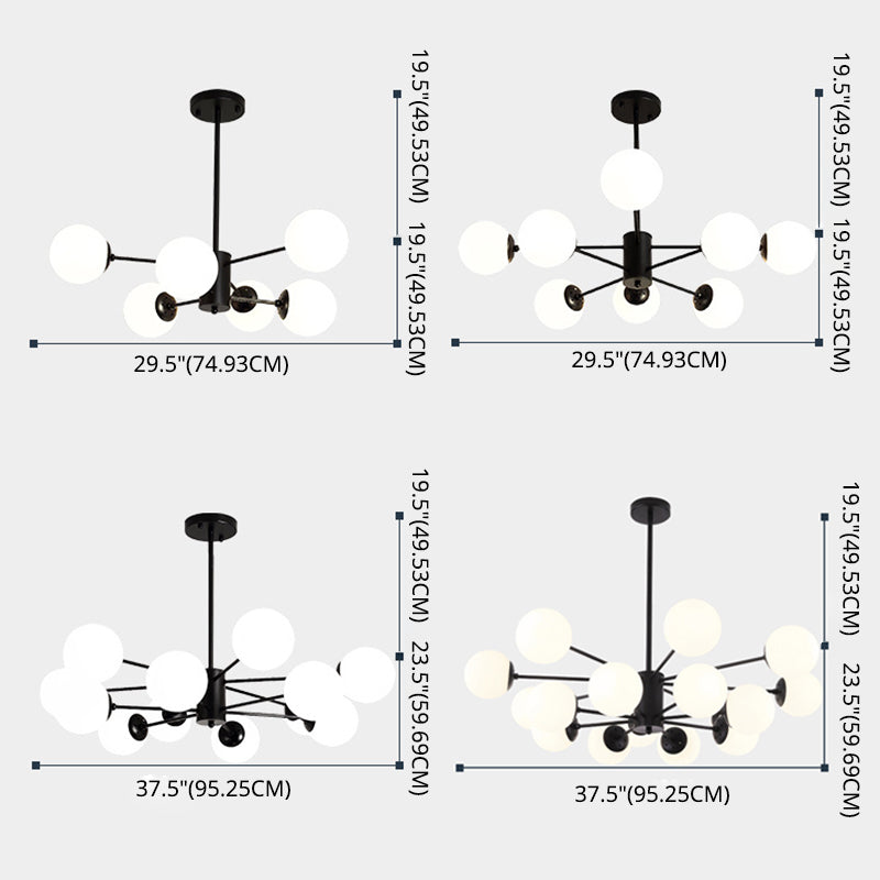 Modern Simplicity Round Ceiling Chandelier Milk Glass Hanging Light for Living Room