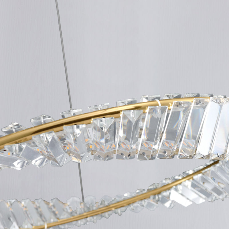 Crystal Gold Pendant Light Circle Contemporary LED Ceiling Light for Living Room
