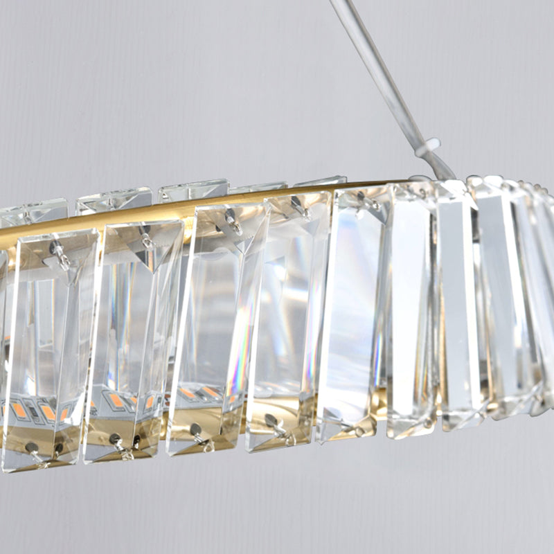 Crystal Gold Pendant Light Circle Contemporary LED Ceiling Light for Living Room