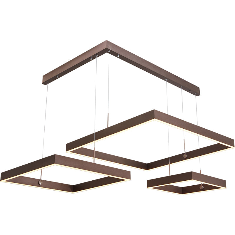 Contemporary 3-Tier LED Hanging Ceiling Lights Black Aluminum Pendant Chandelier for Living Room
