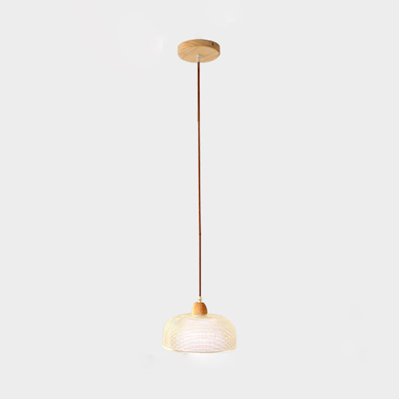 Nordic Shaded Pendant Lighting Fixture Wooden Bedroom Hanging Light Fixture in Wood