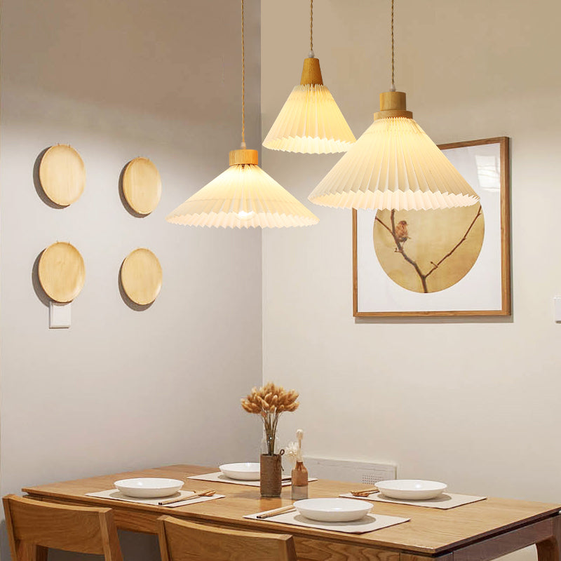 Wood Tapered Suspension Pendant Light Nordic Style Wooden Pendant Lighting Fixture