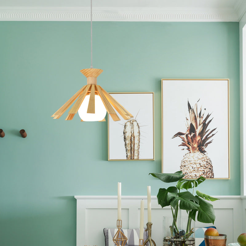 Kegelvormige eetkamer hangend plafondlicht houten Noordse stijl hanglamp lamp in hout in hout