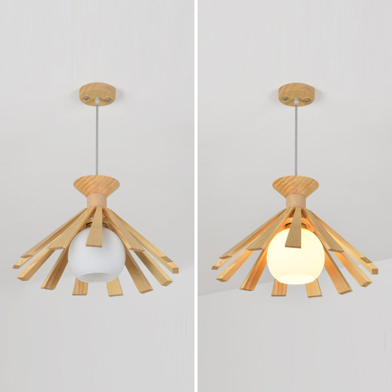 Kegelvormige eetkamer hangend plafondlicht houten Noordse stijl hanglamp lamp in hout in hout