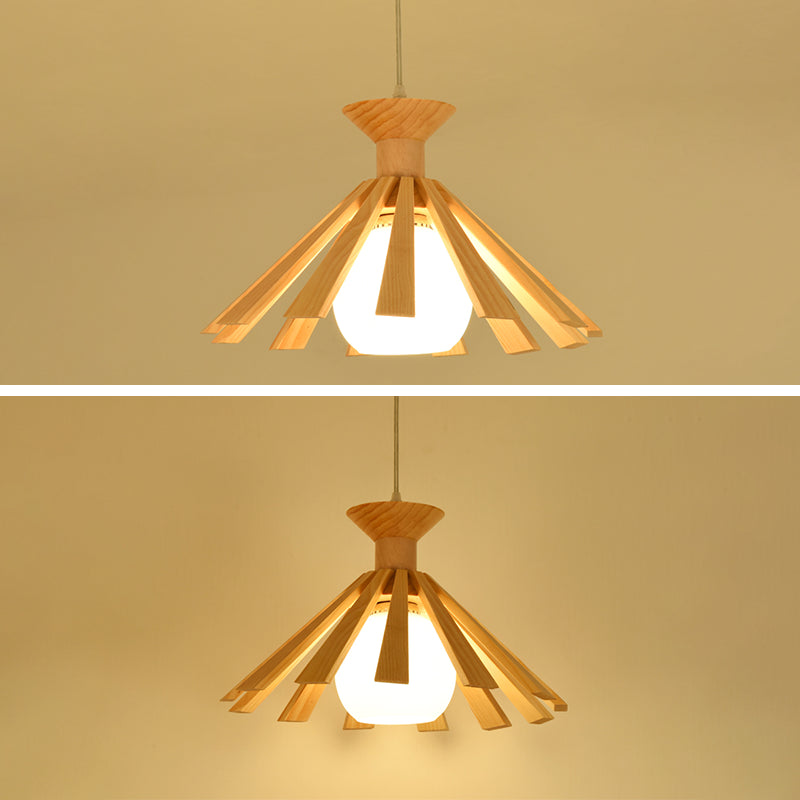 Kegelvormige eetkamer hangend plafondlicht houten Noordse stijl hanglamp lamp in hout in hout