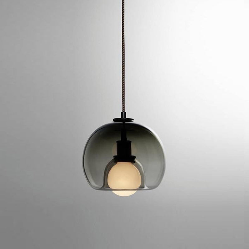 1-Ligth Clear Glass Pendant Lighting Fixtures Minimalism Ceiling Pendant for Dining Room