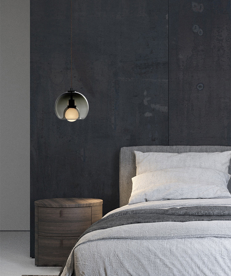 1-Ligth Clear Glass Pendant Lighting Fixtures Minimalism Ceiling Pendant for Dining Room