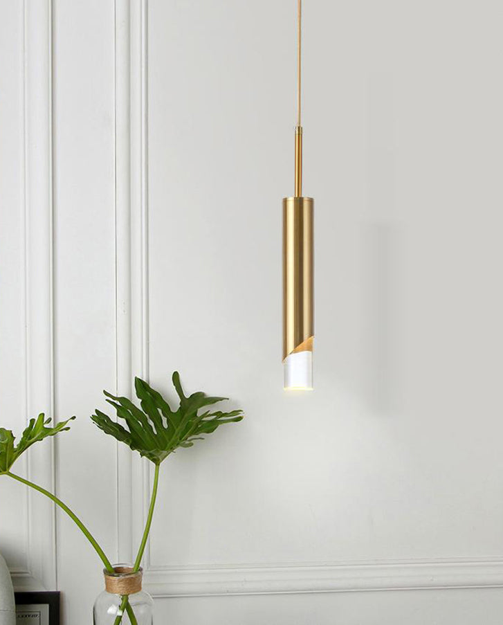 Cilindrische acryl -led hanglamp in modern beknopte stijl smeedijzeren hangend licht voor slaapkamer
