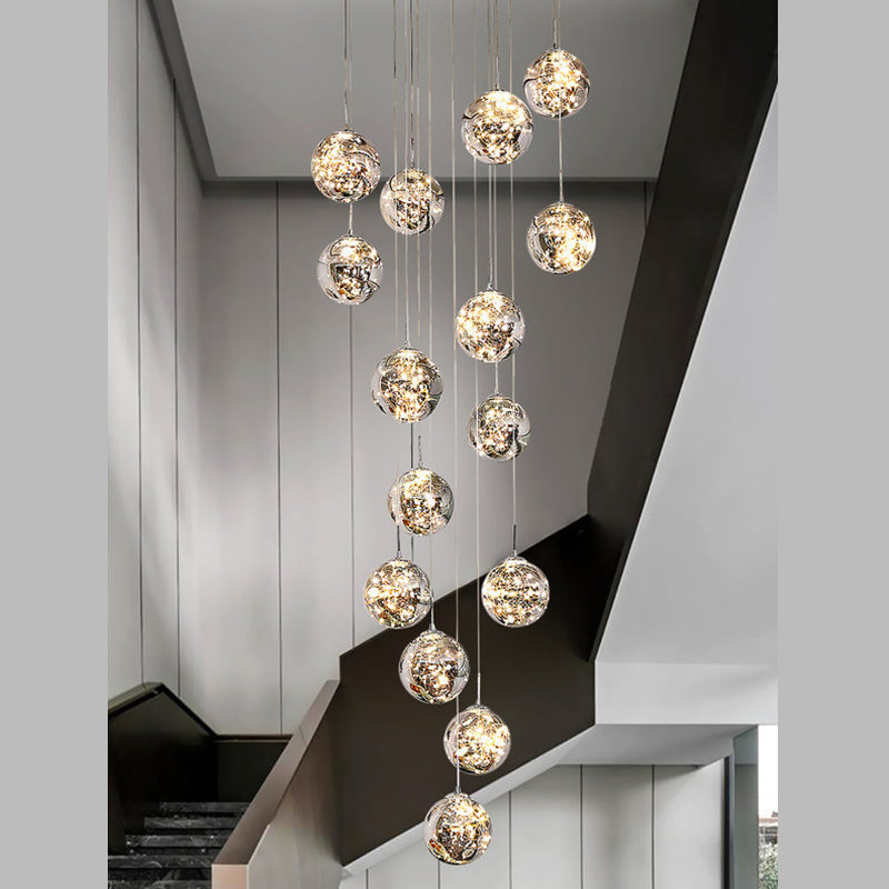 Modern Cascade Pendant Pure Glass Light Foyer Light Indoor Lighting