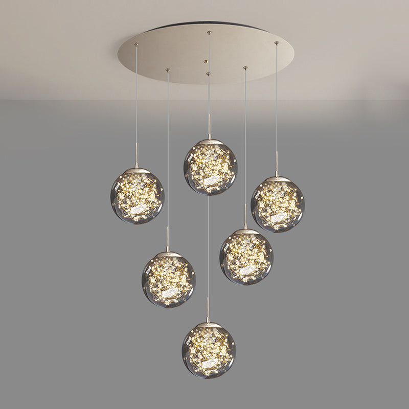 Modern Cascade Pendant Pure Glass Light Foyer Light Indoor Lighting