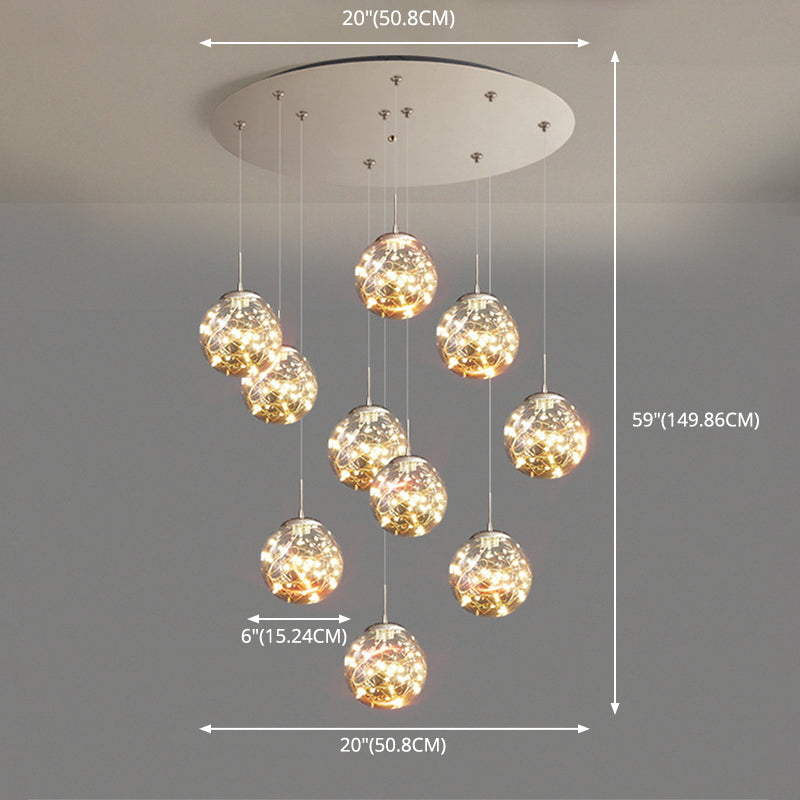 Modern Cascade Pendant Pure Glass Light Foyer Light Indoor Lighting