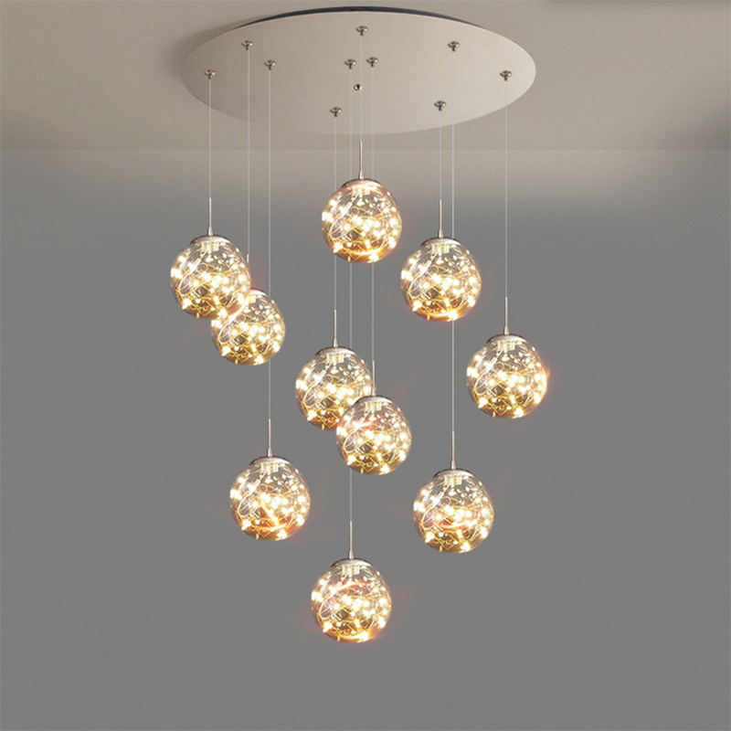 Modern Cascade Pendant Pure Glass Light Foyer Light Indoor Lighting
