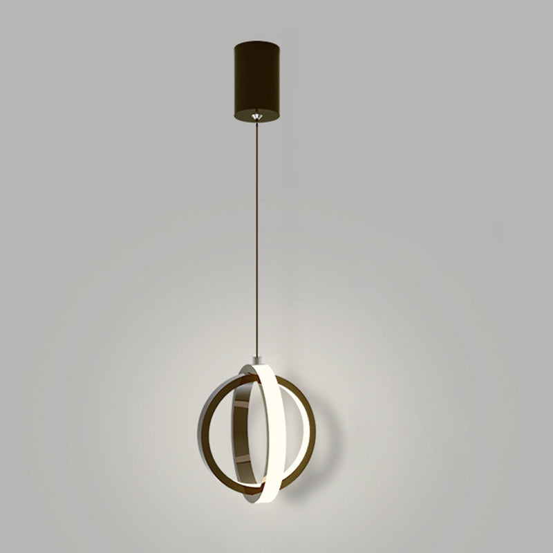 Black Simplicity Circle Hanging Light Kit Metal 1-Light Ceiling Light for Bedroom