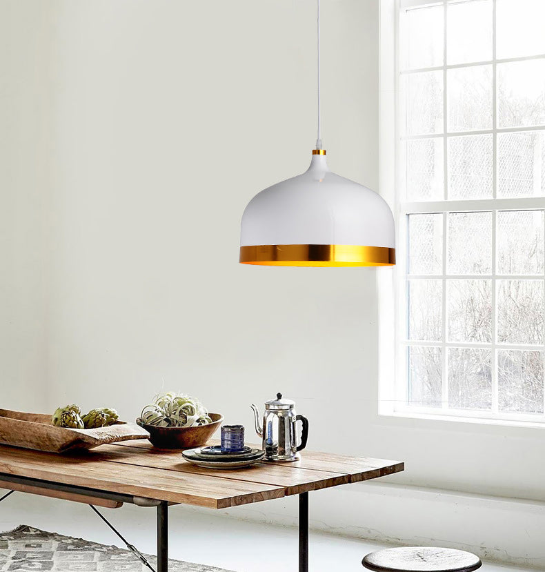 Postmodern Dome Shade Pendant Lamp Metal 1-Light Dining Room Hanging Light Fixture