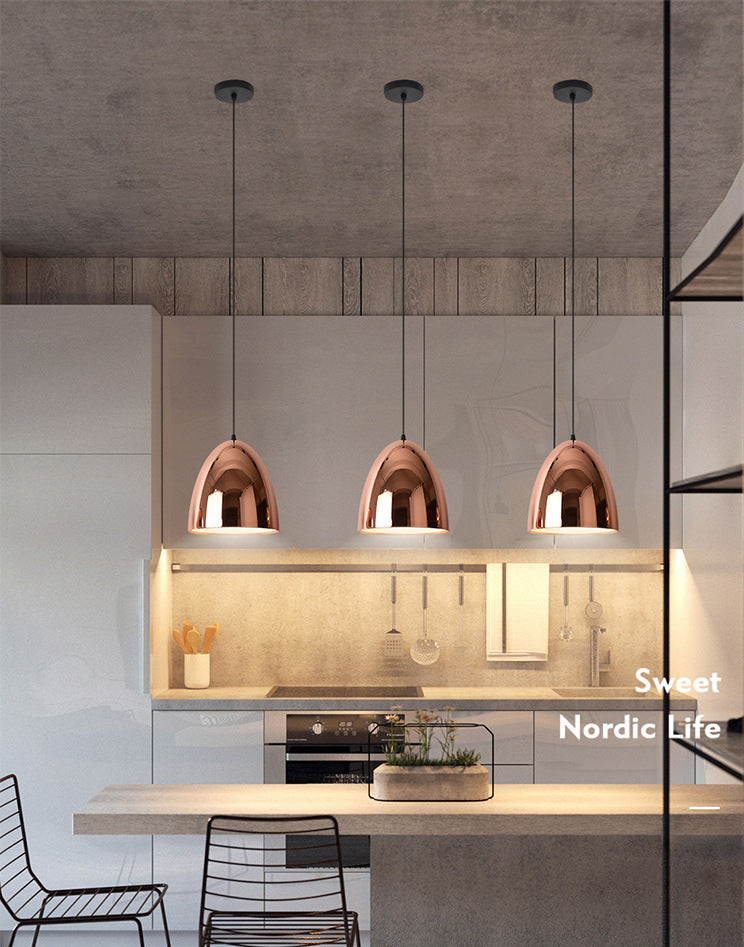 Postmoderne 1-Licht-Hanglampe Roségold geometrischer Anhänger Licht mit Metallschatten