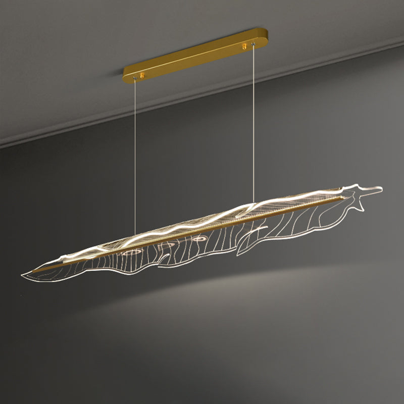 Aluminum Contemporary Style Hanging Lights Gold Linear Island Lighting Fixture for Dining Room