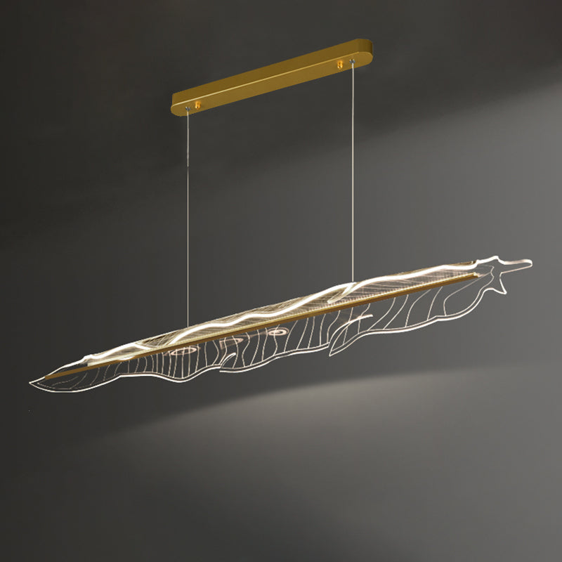 Aluminum Contemporary Style Hanging Lights Gold Linear Island Lighting Fixture for Dining Room