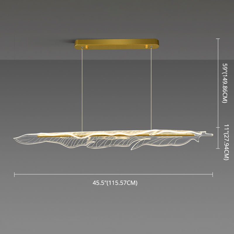 Aluminum Contemporary Style Hanging Lights Gold Linear Island Lighting Fixture for Dining Room