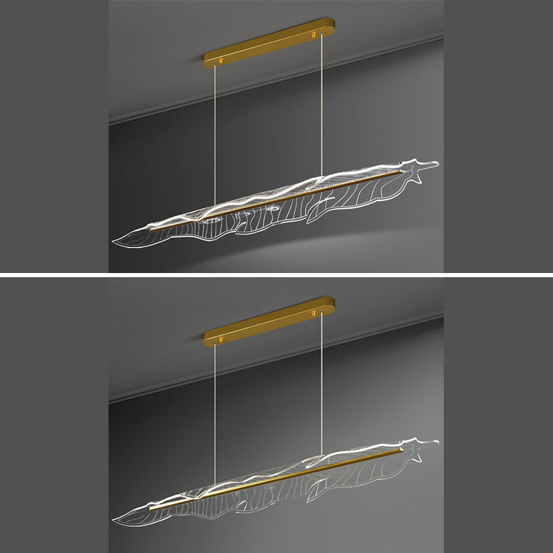 Aluminum Contemporary Style Hanging Lights Gold Linear Island Lighting Fixture for Dining Room
