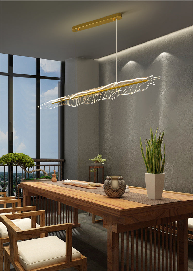 Aluminum Contemporary Style Hanging Lights Gold Linear Island Lighting Fixture for Dining Room