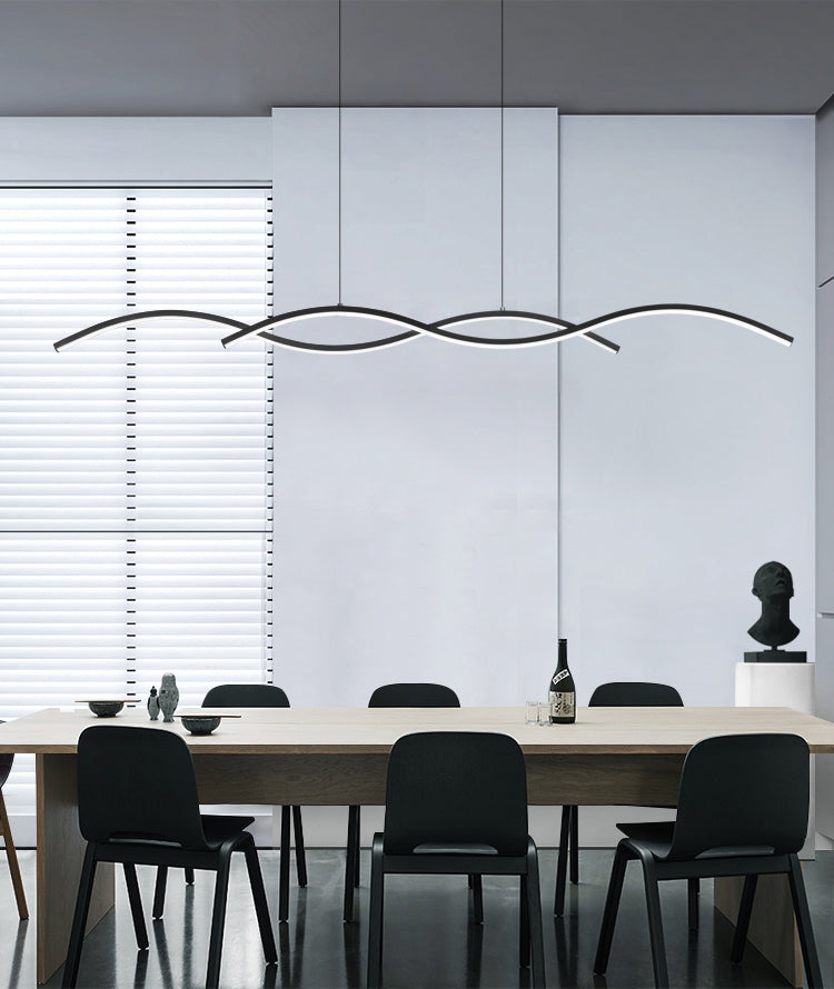 1 luminaire de plafond linéaire à LED de lumière Nouveau pendentif en aluminium noir moderne