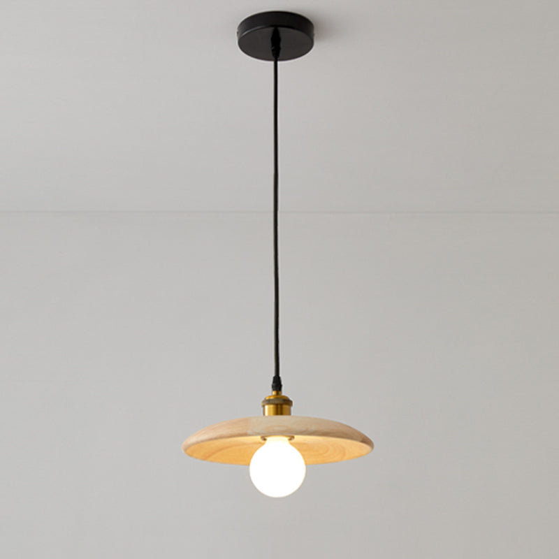 Wooden Circle Suspension Pendant Light Contemporary Style Wood Pendant Ceiling Light