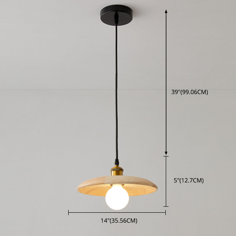 Wooden Circle Suspension Pendant Light Contemporary Style Wood Pendant Ceiling Light