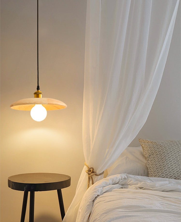 Wooden Circle Suspension Pendant Light Contemporary Style Wood Pendant Ceiling Light