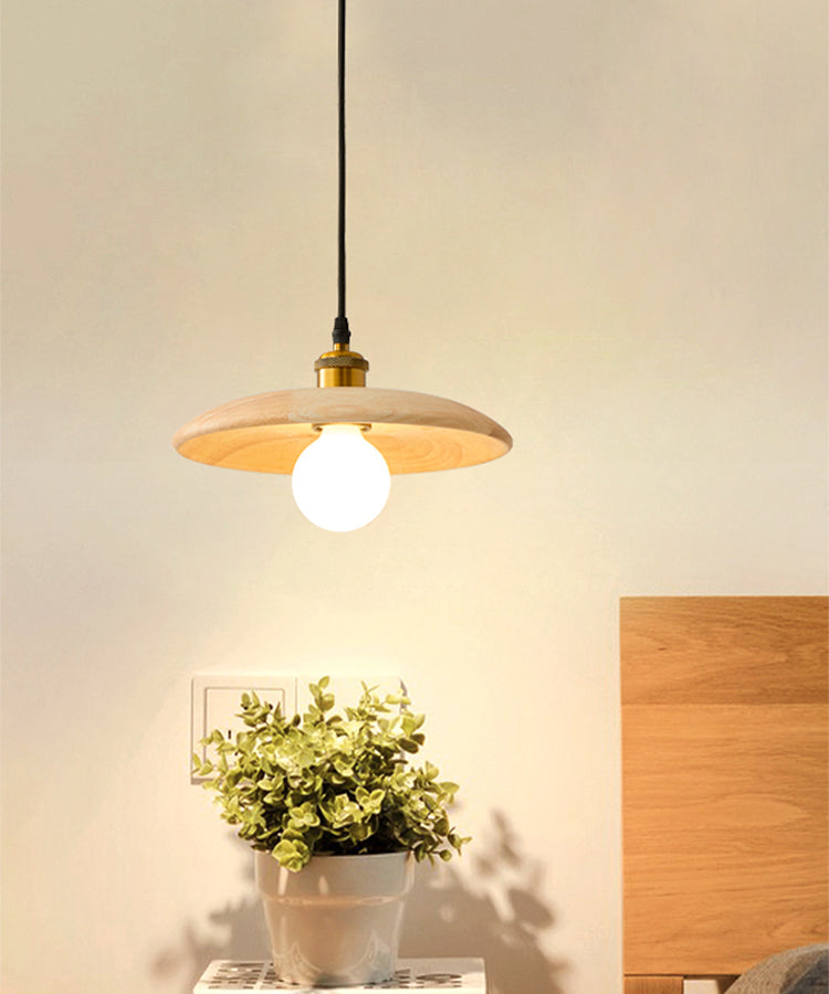 Wooden Circle Suspension Pendant Light Contemporary Style Wood Pendant Ceiling Light