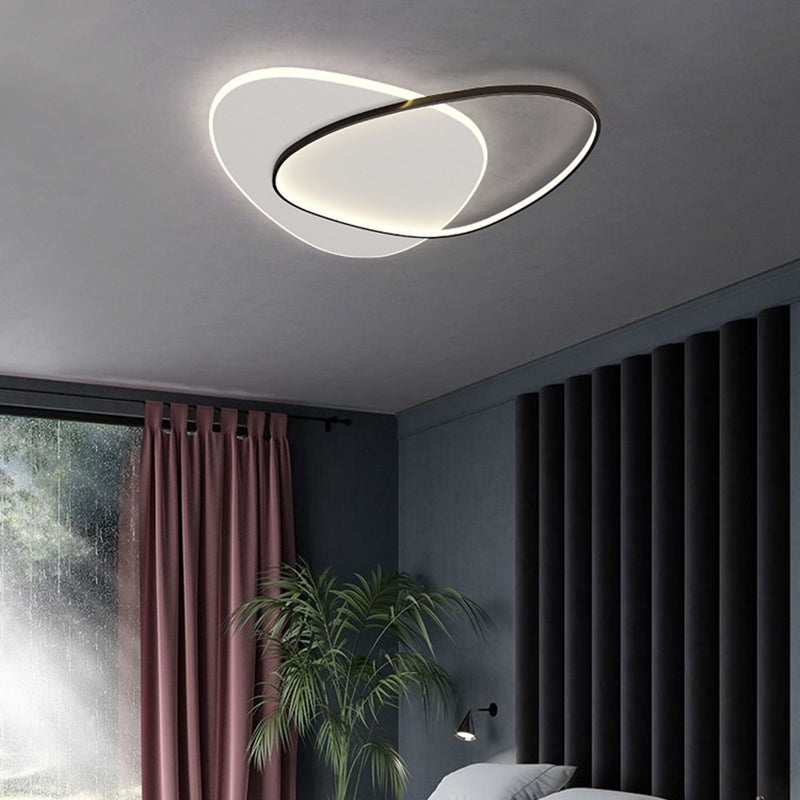 Plafonnier LED en aluminium dans un style créatif moderne, Noir et blanc acrylique oblong encastré