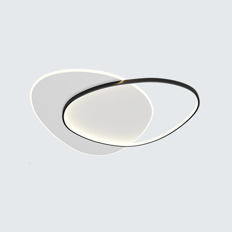 Plafonnier LED en aluminium dans un style créatif moderne, Noir et blanc acrylique oblong encastré