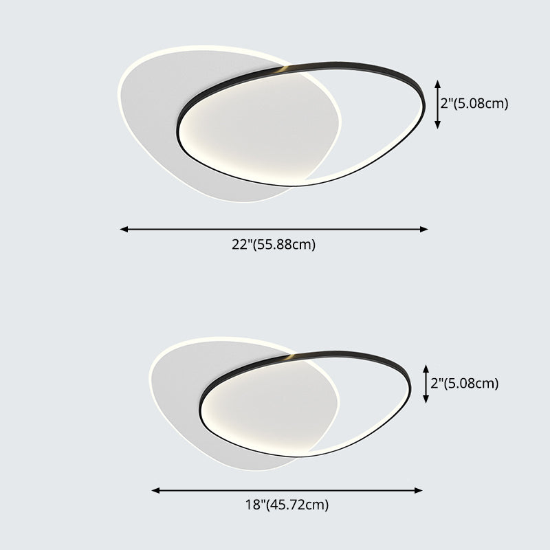 Plafonnier LED en aluminium dans un style créatif moderne, Noir et blanc acrylique oblong encastré
