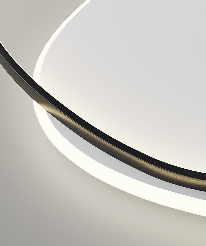 Plafonnier LED en aluminium dans un style créatif moderne, Noir et blanc acrylique oblong encastré