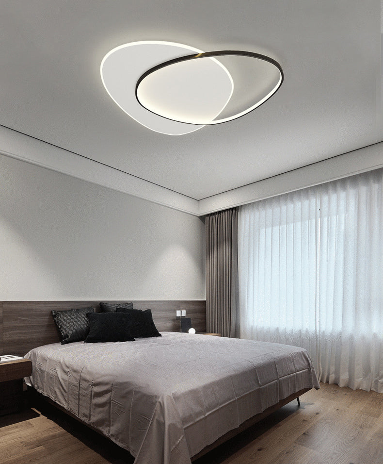 Plafonnier LED en aluminium dans un style créatif moderne, Noir et blanc acrylique oblong encastré