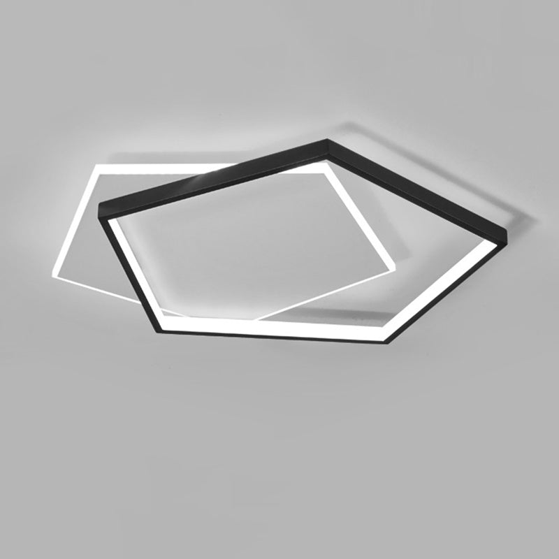Black and White LED Flush Mount in Modern Concise Style Aluminium Pentagon Ceiling Light with Acrylic Shade