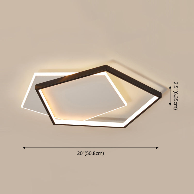 Black and White LED Flush Mount in Modern Concise Style Aluminium Pentagon Ceiling Light with Acrylic Shade