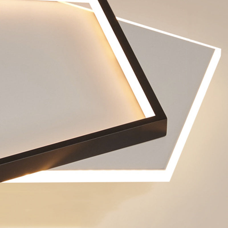 Black and White LED Flush Mount in Modern Concise Style Aluminium Pentagon Ceiling Light with Acrylic Shade