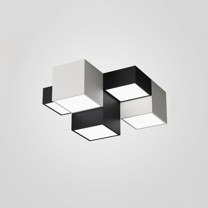 Zwart-witte LED-plafondlamp in moderne, minimalistische stijl Aluminium geometrische inbouw met acrylkap