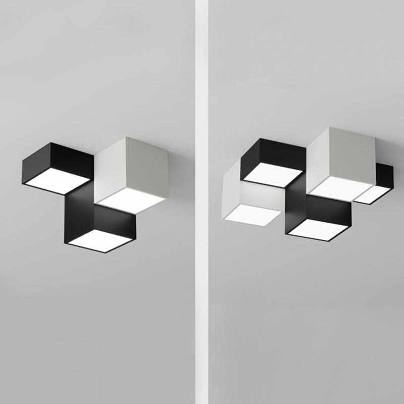 Zwart-witte LED-plafondlamp in moderne, minimalistische stijl Aluminium geometrische inbouw met acrylkap