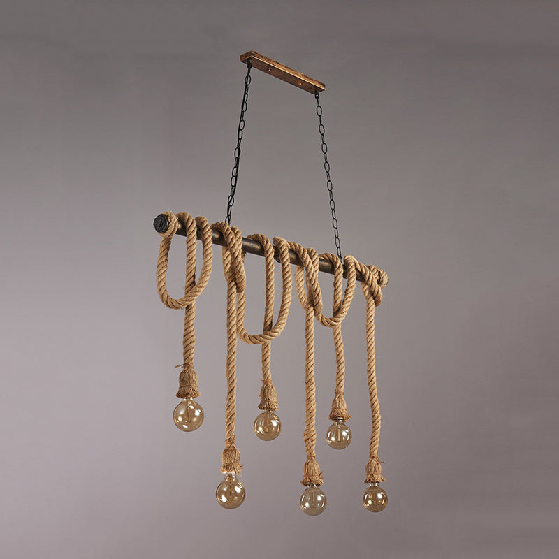 6 luces de la isla de la cuerda Luces de araña de la isla industrial Bombilla desnuda Comedor Comedor Fixting de iluminación de la isla