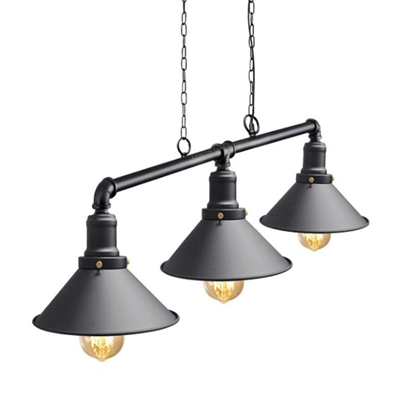 Metal Cone Island Linear Colgante Industrial Comedor de la isla de la isla de la isla