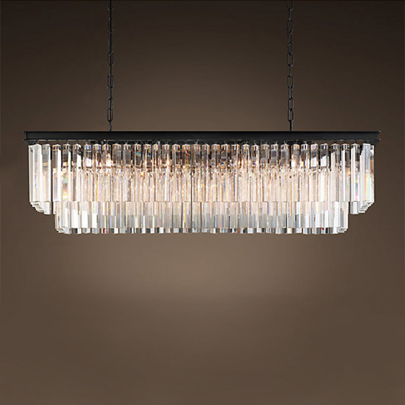 Colgante de cristal rectángulo colgante lineal comedor moderno de la isla de la isla de la isla