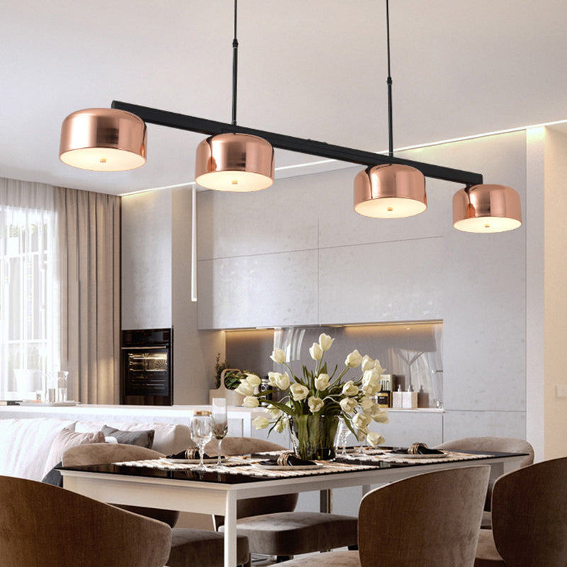 Drum Metal Island Lighting Fixture Luz de colgante de isla negra de estilo moderno para comedor