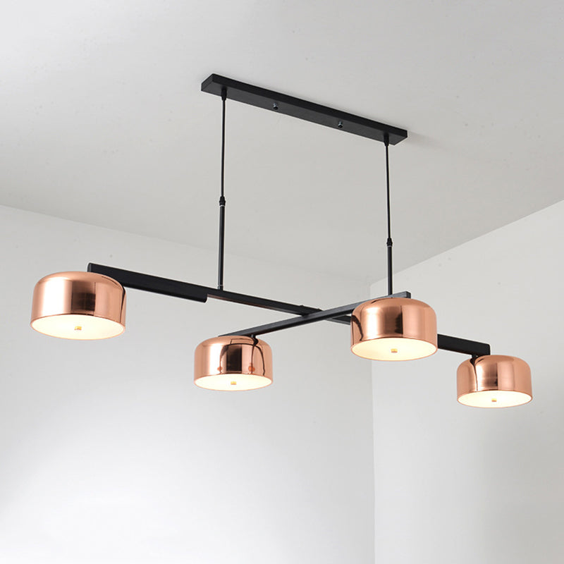 Drum Metal Island Lighting Fixture Luz de colgante de isla negra de estilo moderno para comedor