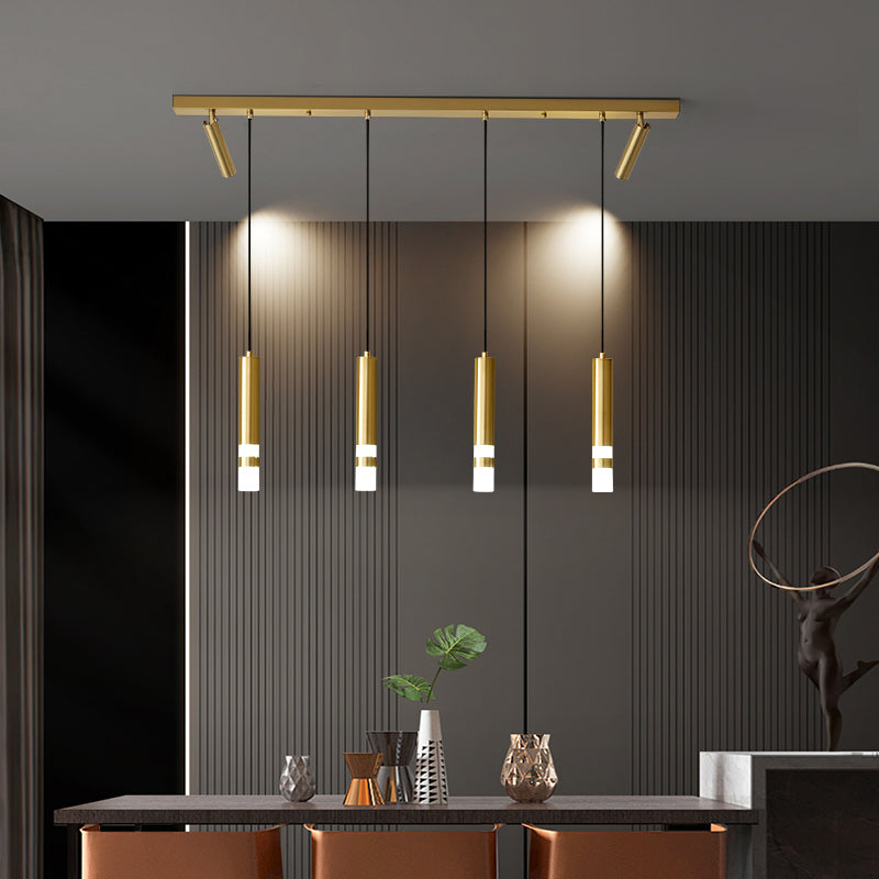 Cilindros de oro Luz de la isla Luz de estilo contemporáneo LED Metal Island Fixture