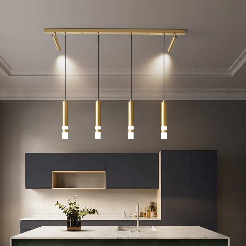 Cilindros de oro Luz de la isla Luz de estilo contemporáneo LED Metal Island Fixture