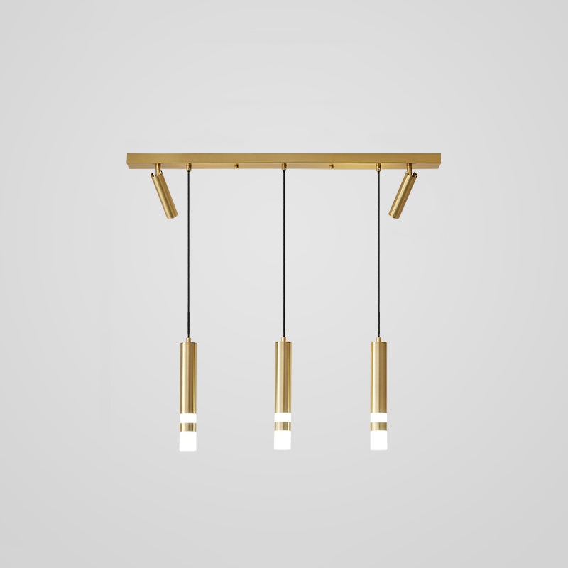 Cilindros de oro Luz de la isla Luz de estilo contemporáneo LED Metal Island Fixture