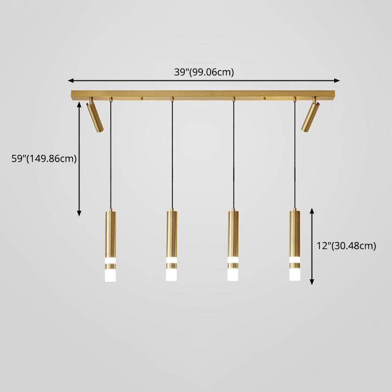 Cilindros de oro Luz de la isla Luz de estilo contemporáneo LED Metal Island Fixture