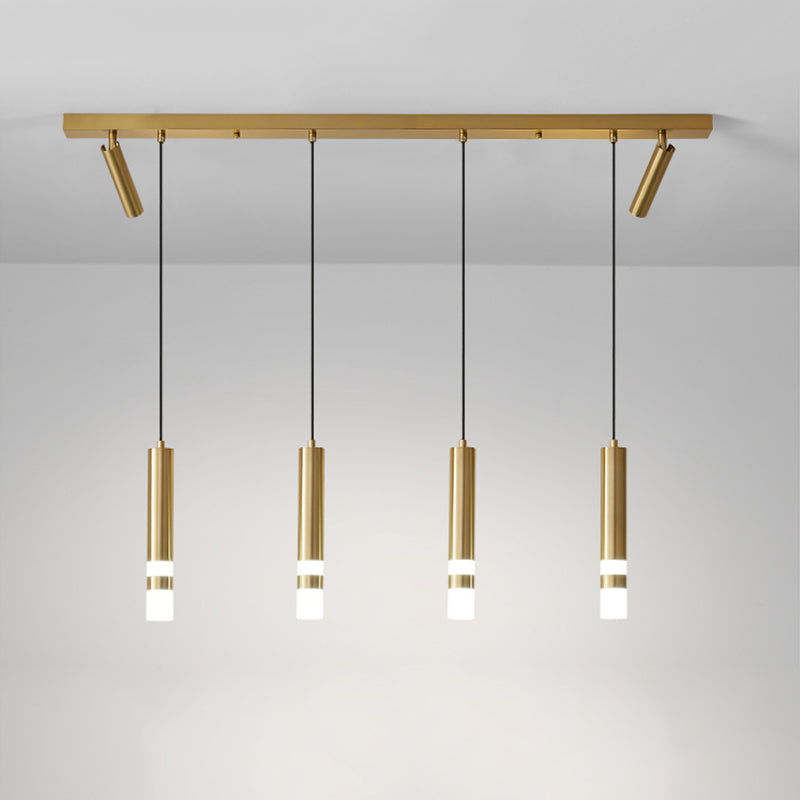 Cilindros de oro Luz de la isla Luz de estilo contemporáneo LED Metal Island Fixture